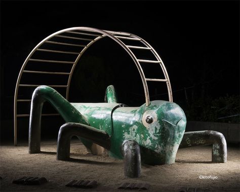 Kito Fujio’s photos of Japanese playgrounds at night are strangely captivating - Curbed Japanese Playground, Backyard Games Diy, Backyard Games Kids, Party Seating, Landscaping Retaining Walls, Backyard Movie, Backyard Kitchen, Colossal Art, Modern Crafts