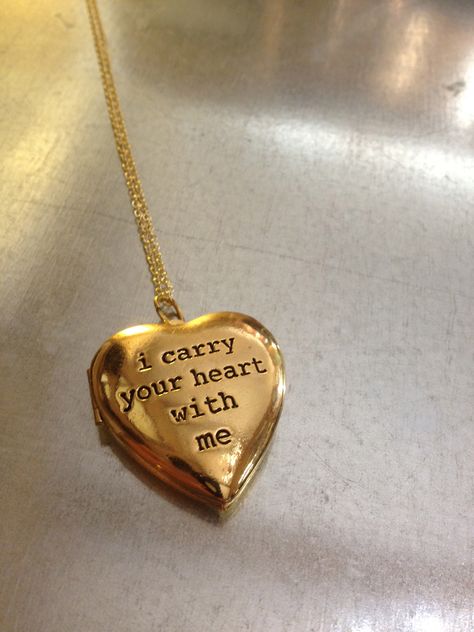 I Carry Your Heart with Me Gold Plated heart locket. Cute Lockets Necklaces, Ephemeral Tattoo, Ee Cummings, I Carry Your Heart, Heart Locket Necklace, Sweetest Thing, I Carry, Dope Jewelry, I Love Jewelry