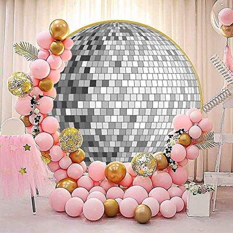 70s Disco Party, Circle Backdrop, Banner Decor, Round Backdrop, Photo Booth Prop, 70s Disco, Mirror Ball, Silver Mirror, Disco Party