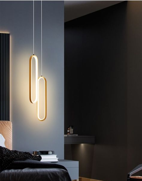 Nordic Minimalist Gold Black Led Pendant Lamp with Long Wire Dimmable Ceiling Hanging Light Bedside Bedroom Living Room Decor|Pendant Lights| - AliExpress Hanging Bedside Lamps, Midcentury Design, Pendant Light Styles, Black Lampshade, Black Wall Lamps, Iron Lamp, Nordic Wall, Hanging Ceiling Lights, Ceiling Hanging