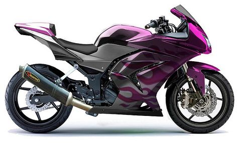 Kawasaki Ninja 250 Purple Flame Paint Job Moto Ninja, Motorcycle Baby, Pink Motorcycle, Kawasaki Ninja 250r, Purple Flame, Crotch Rocket, Rocket Man, Ninja 250, Dream Vehicles