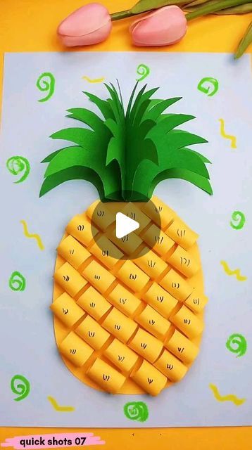 quick shots 07 on Instagram: "Paper pineapple 🍍 
.
.
.
#viralreels #handmade #new #artist #viral #short #art #trandingreels" Pineapple Drawing, Pineapple Crafts, Senior Crafts, Crafts For Seniors, Handmade Sticker, Origami Crafts, Painting For Kids, Creative Crafts, Handmade Paper