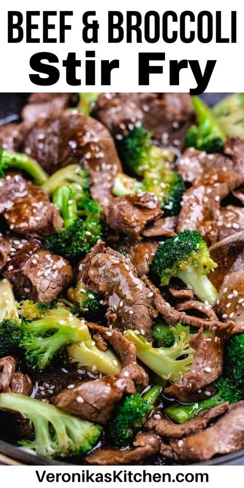 Sliced flank beef with broccoli florets, drizzled with sauce. Beef Broccoli Stir Fry, Ground Beef And Broccoli, Steak And Broccoli, Easy Beef And Broccoli, Beef Stir Fry Recipes, Teriyaki Beef, Beef And Broccoli, Broccoli Stir Fry, Fried Beef