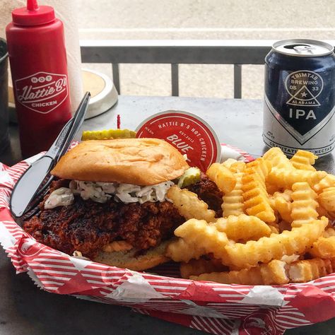 Damn Hot! Chicken Sandwich from Hattie Bs in Birmingham Alabama. #food #meal #foods #healthyfood #keto Alabama Food, Eating Photography, Hot Chicken Sandwiches, Huntsville Alabama, Hot Chicken, Birmingham Alabama, Tasting Menu, Chicken Sandwich, Dim Sum