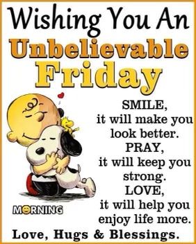 Happy Friday Snoopy, Friday Snoopy, Friday Hugs, Fabulous Friday Quotes, Snoopy Friday, Tgif Quotes, Have A Fabulous Friday, Hello February Quotes, Happy Friday Pictures