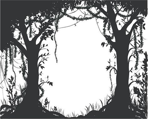 Jungle Silhouette, Forest Silhouette, Tropical Leaves, Forest, Celestial Bodies, Illustrations, Media, Rincon