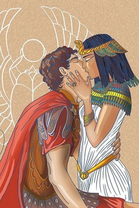 Cleopatra Fanart, Cleopatra And Mark Antony, Cleopatra And Julius Caesar, Cleopatra Art, Caesar And Cleopatra, Roman General, Egyptian Goddess Art, Mark Antony, Egypt Aesthetic