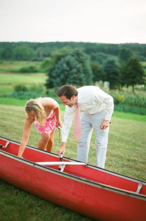 will always love the beer canoe | Photography: Gabe Aceves - www.gabeaceves.com Canoe Photography, Beer Canoe, Pie Contest, Engagement Parties, Summer Living, Wedding Drink, Maybe Someday, The Beer, Beach Weddings