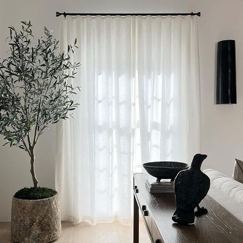 Amazon.com: Curtain Rods for Windows 48 to 84 Inch, 1 Inch Heavy Duty Curtain Rod, Black Curtain Rods, Modern Design Curtain Rod, Indoor/Outdoor Curtain Rod, Adjustable Telescope Curtain Rod, 32"-86" : Home & Kitchen Sheer Curtains Black Rod, Black Curtain Rod White Curtains, Outdoor Curtain Rods, Modern Curtain Rods, Black Curtain Rods, Cute Curtains, Buy Curtains, Curtain Rod Brackets, Black Curtains