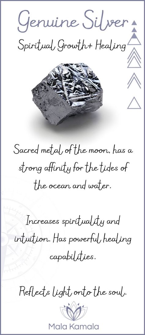 What is the meaning and crystal and chakra healing properties of silver? A sacred material metal for spiritual growth and healing. Growth And Healing, Sacred Jewelry, Beads Mala, Gemstone Meanings, Crystal Therapy, Crystal Magic, Yoga Jewelry, Crystal Meanings, Healing Jewelry