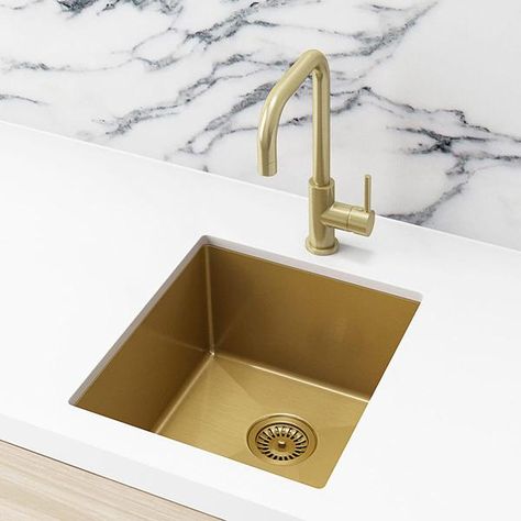 Wet Bar Ideas Small Sinks, Gold Wet Bar Sink, Wet Bar Sink Ideas, Brass Bar Sink, Coffee Bar Sink Ideas, Bar Sinks Ideas, Bar Sinks And Faucets, Bar Sink Ideas, Small Bar Sink