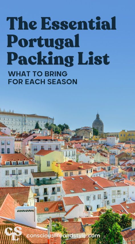 This will be your go-to Portugal packing guide no matter when you’re traveling. Get a Portugal packing list for spring, summer, and fall. #portugaltravel #portugalpackinglist Porto Outfits Spring, Traveling To Portugal, Portugal In May Outfits, Portugal In April Outfits, Portugal Attire, 54321 Packing Spring, Portugal Dress, Pack For Portugal, Portugal Capsule Wardrobe