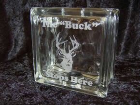 The buck stops here hunting fund glass block piggy bank Glass Block Piggy Bank Diy, Piggy Bank Diy, Glass Block Crafts, Block Decor, Cricket Ideas, Cricut Air, Glass Brick, Block Craft, Piggy Banks