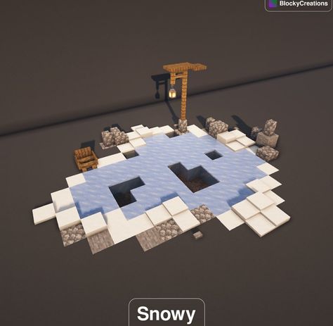 Minecraft Snow Decorations, Mincraft Idea Houses In Snow, Minecraft Snowy Biome Builds, Minecraft Snowy Tundra Builds, Winter Town Minecraft, Snowy Cottage Minecraft, Minecraft Snowy Mountain Castle, Snow Biome Builds Minecraft, Minecraft Snowy Village Ideas