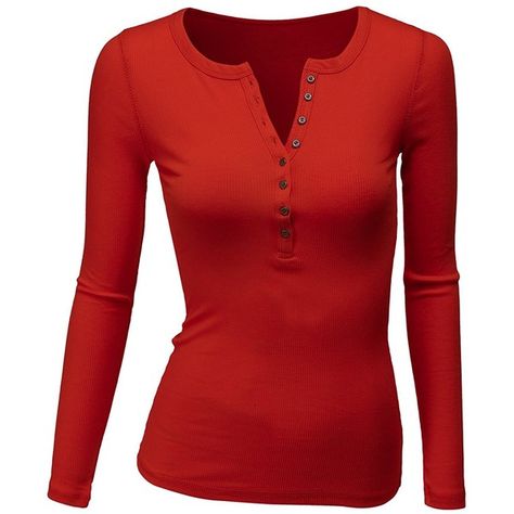 Amazon.com: Doublju Womens Long Sleeve Thermal Cotton Henley T-Shirt:... ($13) ❤ liked on Polyvore featuring tops, t-shirts, red tee, red long sleeve tee, thermal t shirt, henley t shirts and thermal tops Women's Henley, Ribbed Shirt, Womens Thermal, Henley T Shirt, Henley Top, Basic Tee, Henley Shirts, Plus Size Tops, Top Fashion Brands