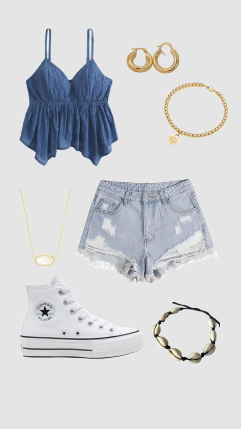 #summer #outfitinspo Shuffles Summer, Converse Sneakers, Outfits Summer, Denim Shorts, Converse, Girl Outfits, Energy, Sneakers