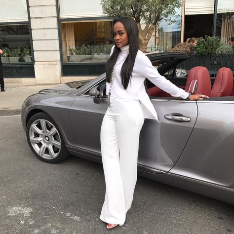 slack-imgs-4 Cute Day Date Outfits, Date Looks, White Wide Leg Trousers, Rachel Lindsay, Boss Chic, Chic Wardrobe, Zara Coat, The Bachelorette, Black Gown