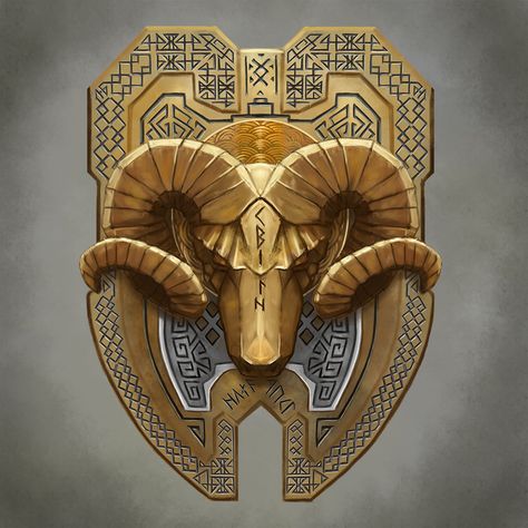 Dwarven Ram Shield by Seraph777.deviantart.com on @DeviantArt Dwarven Shield, Shield Rpg, Fantasy Shield, Escudo Viking, Arte Aries, Magical Items, D D Items, Heroic Fantasy, 3d Cnc