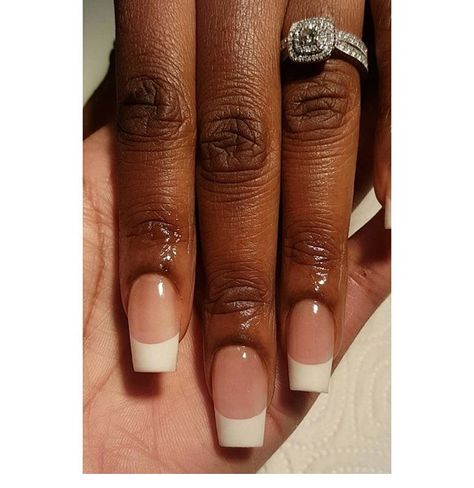 French manicure, nails by @nailsbyfoxxy French Manicure On Black Women, Black Women French Tip Nails, American Manicure Nails Acrylic, American French Nails, Bridal French Manicure, American French Manicure, American Manicure Nails, Natural French Manicure, French Manicure Toes