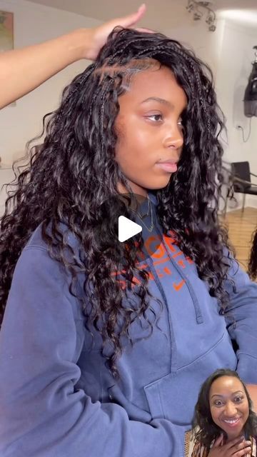 VoiceOfHair ®️ on Instagram: "Braids with only human hair hit different🔥⁣ ⁣ These smedium boho braids by @braidsbychinia turned out so bomb💣  She cut the Ibiza Loose Wave human hair from 3.5 bundles and used them for her client’s whole head😍⁣ They turned out so beautifully and she can keep them for 2 months🙌🏾 ⁣ Would you try this?✨ #voiceofhair ⁣ ⁣ #ncbraider #goddessbraids #bohobraids #knotlessbraids #boraborabraids #microbraids #protectivestyles #vacationhair" Braid Styles With Human Hair, Boho Braids With Synthetic Hair, Boho Braids Loose Wave, Loose Wave Braids, Messy Boho Knotless Braids, Feed In Braids Boho, Side Part Boho Knotless Braids, Full Boho Knotless Braids Human Hair, Boho Human Hair Braids