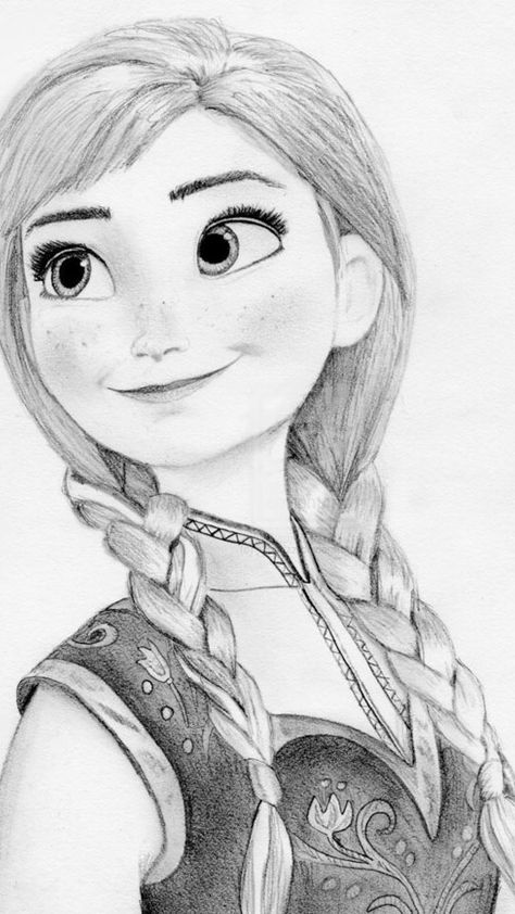 Cute drawing of Anna Frozen Drawings, Princess Sketches, Disney Drawings Sketches, Girl Drawing Sketches, Disney Art Drawings, Disney Princess Drawings, Princess Drawings, Disney Sketches, Anna Frozen