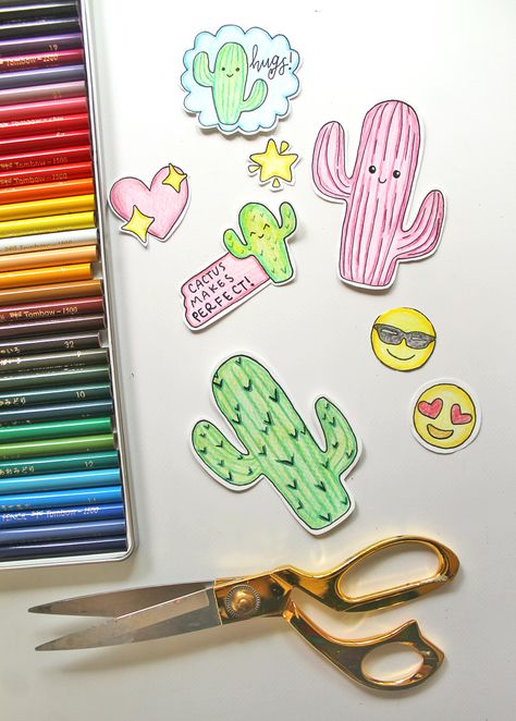 Custom Emoji, Get Better At Drawing, Cactus Drawing, Homemade Stickers, Calligraphy Cards, Flower Symbol, Diy Xmas Gifts, How To Make Stickers, Emoji Stickers