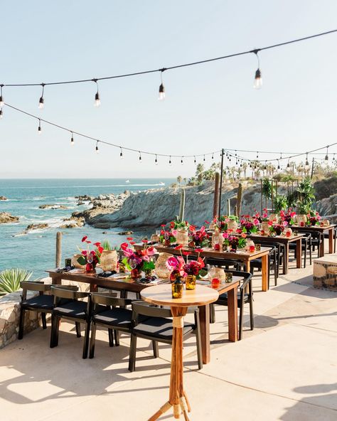 A welcome party on the side of the Cabo cliffs with the most gorgeous details…sign me up 🙋🏼‍♀️ Cabo Party Theme, Cabo Themed Party, Cabo Party, Welcome Party, Welcome To The Party, 30th Birthday, On The Side, Cancun, Party Themes