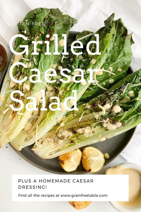 Grilled Caesar Salad – Take this classic salad up a notch by taking it out to the grill. Your taste buds will thank you as you fall in love all over again! Grilled Romaine Salad Caesar, Grilled Ceasar Salad, Grilled Caesar Salad Recipe, Savory Potato Salad, Grilled Caesar Salad, Salad With Homemade Dressing, Filling Salad Recipes, Grilled Romaine Salad, Simple Salads