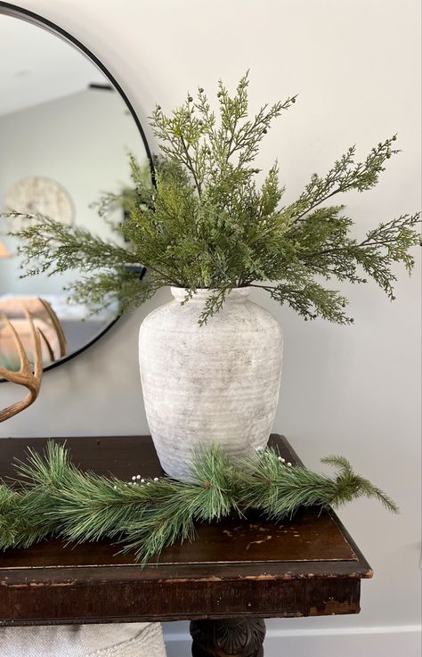 Christmas Greenery In Vase, Diy Christmas Greenery Arrangements, Christmas Decor Ideas Entry Table, Hobby Lobby Christmas Decor 2023, Christmas Vase Ideas, Christmas Decor Vase, Winter Vase, Christmas Greenery Arrangements, Hobby Lobby Christmas Decor