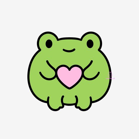 Cute Drawing Frog, Cute Kawaii Characters, Cute Frogs To Draw, Cute Drawings Frogs, Cute Frogs Drawing, Frog Easy Drawing, Cute Drawing Animals, Easy Drawings Animals, Dibujos Cute Aesthetic