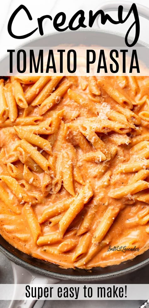 Easy Creamy Tomato Pasta, Creamy Tomato Pasta Recipes, Pasta Sauce Recipes Easy, Creamy Tomato Pasta, Tomato Pasta Recipe, Creamy Pasta Recipes, Easy Pasta Dinner, Easy Pasta Dishes, Pasta Dinners