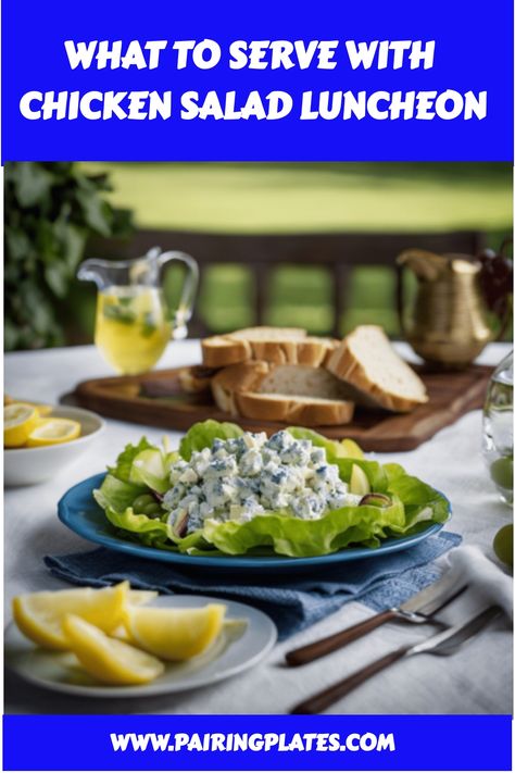 Elevate your chicken salad luncheon with these delicious side dish ideas! 🥗🍴 #chickensalad #luncheon #sidedishes Chicken Salad Display Ideas, Chicken Salad Luncheon, Salad Presentation, Walnut Chicken Salad, Pomegranate Chicken, Side Dish Ideas, Luncheon Menu, Walnut Chicken, Zesty Chicken