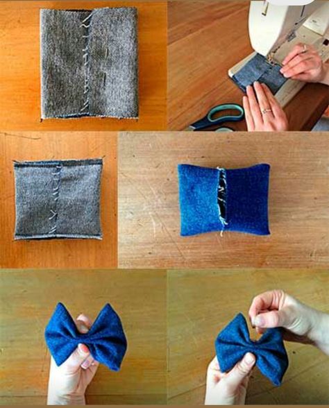 Ideas Para Hacer Con Tela, Make A Bow Tie, Diy Hair Accessories Ribbon, Make A Bow, Diy Bows, Costura Diy, Jean Crafts, Boutique Hair Bows, Denim Crafts