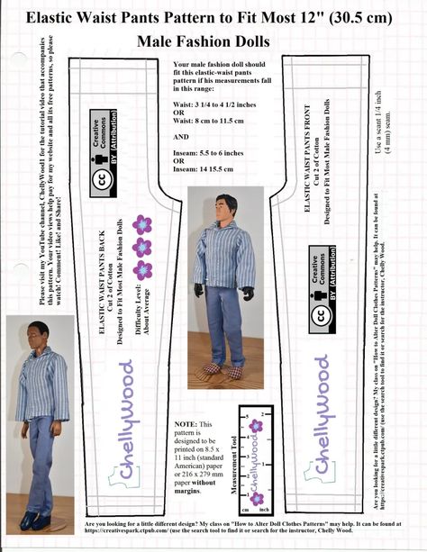 Sew easy pants for Ken w/free PDF sewing patterns @ ChellyWood.com #DollClothesPatterns #KenDolls – Free Doll Clothes Patterns Free Sewing Patterns For Barbie Doll Clothes, Diy Ken Doll Clothes Free Sewing, Ken Clothes Patterns, Ken Doll Sewing Patterns Free Printable, Ken Doll Clothing Patterns Free, Doll Pants Pattern Free, Clothes For Ken Doll Free Sewing, Barbie Clothes Patterns Free Printable Pants, Pattern For Ken Doll Clothes