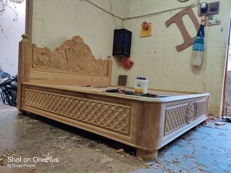 Wood Cot Design, Teakwood Bed Designs, Teak Wood Bed Design, Teak Wood Bed, Cot Design, Painted Sofa, Box Bed Design, Wardrobe Interior, Door Design Photos