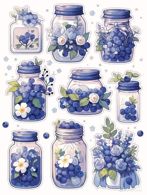 Cute Flower Stickers Printable, Kawaii Sticker Sheet Printable, Flowers Stickers Aesthetic, Flowers Aesthetic Stickers, Flower Stickers Printable, Flower Stickers Aesthetic, Scrapbook Paper Designs, Food Drawings, Jar Stickers