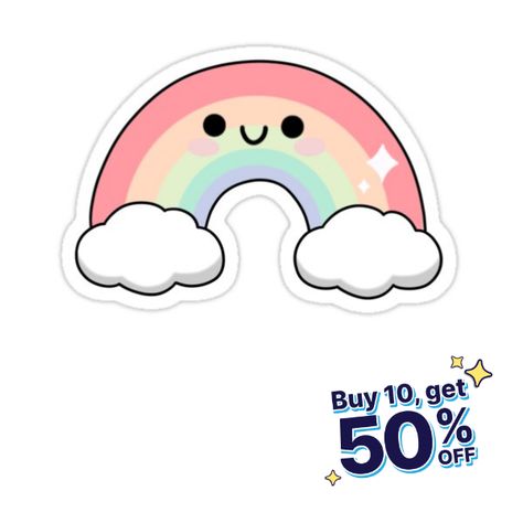 Decorate laptops, Hydro Flasks, cars and more with removable kiss-cut, vinyl decal stickers. Glossy, matte, and transparent options in various sizes. Super durable and water-resistant. A kawaii rainbow with pastel colors ૮꒰ ˶• ༝ •˶꒱ა ♡ Stickers Drawing Easy, Cute Rainbow Stickers, Kawaii Rainbow, Cute Rainbow, Easy Mermaid Drawing, Mermaid Drawings, Face Stickers, Easy Doodles Drawings, Rainbow Stickers