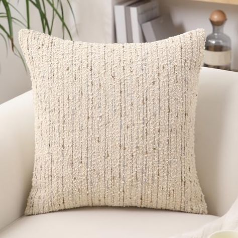 Fall Pillows Living Rooms, Square Couch, Modern Farmhouse Pillow, Boucle Pillow, Textured Pillows, Cover For Bed, Cream Brulee, Neutral Throw, Neutral Throw Pillows