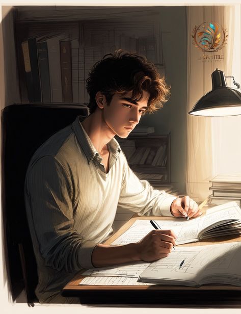 In the captivating scene of "Dedicated Pursuit," a young man immerses himself in intense study within a dimly lit room. The ambiance is set by a single lamp, casting focused illumination. With unwavering determination, pen in hand, his gaze fixates intently on the notebook before him, absorbing knowledge with unwavering dedication. "Dedicated Pursuit" epitomizes diligent learning and solitary dedication, inspiring viewers to appreciate the pursuit of knowledge and its rewarding outcomes. Dimly Lit Room, Rp Boy, Pursuit Of Knowledge, The Notebook, Beautiful People, It Cast, Notebook, Pen, Actresses