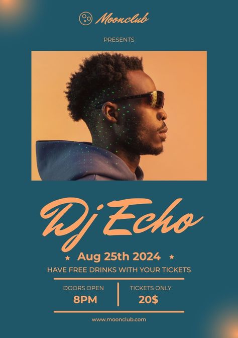 Modern DJ Echo Flyer Dj Flyer Design, Dj Branding, Dj Electro, Flyer Dj, Dj Flyer, Professional Dj, Branding Inspo, Best Dj, Media Icon