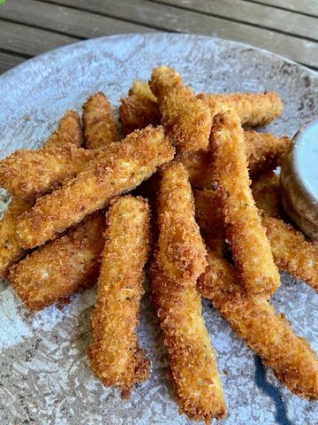 Eggplant Fries Eggplant Fries Recipes, Fried Eggplant Fries, Fried Egg Plant Recipes, Deep Fried Eggplant, Eggplant Fries Baked, How To Fry Eggplant, Breaded Eggplant Recipes, Homemade Garlic Ranch Dressing, Bay St Louis Mississippi