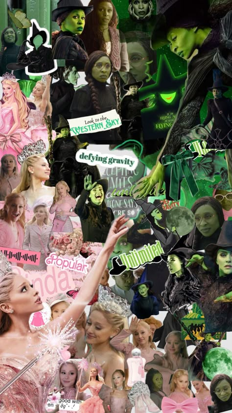 #wicked #elphaba #glinda #wicked aesthetic wallpaper Wicked Collage Wallpaper, Aesthetic Wicked Wallpaper, Glinda And Elphaba Wallpaper, Cute Wicked Wallpaper, Wicked Ipad Wallpaper, Wicked Phone Background, Wicked Wallpaper Ipad, Wicked Homescreen, Elphaba Aesthetic Wallpaper