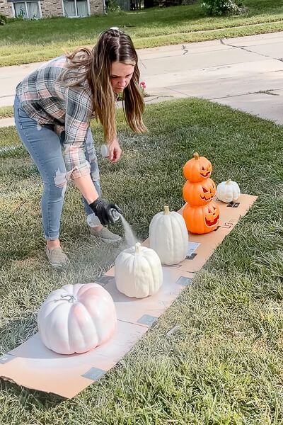 DIY Terracotta Textured Pumpkins - Crystel Montenegro Home Diy Terracotta Pumpkin, Terracotta Pumpkins, Front Door Step, Front Door Steps, Cement, Pumpkins, Save Money, Fall Decor, Front Door