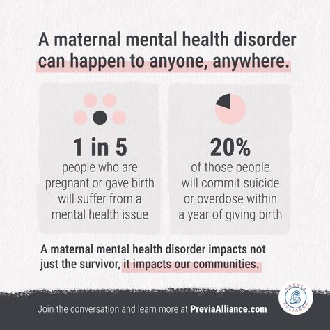 The ripple effects of someone who suffers from a maternal mental health disorder extends beyond themselves, partners, babies, and families - it impacts our communities. 

If you know someone who is or was recently pregnant, experienced a loss, or is on the journey to becoming pregnant, talk to them. Doing so will save a lot of heartache and suffering and Possibly a life. 

Join the conversation by downloading the Previa Alliance podcast. Link in bio. 
#youhaventheard #maternalmentalhealth Maternal Mental Health, End The Stigma, Mental Health Disorders, Mental Health Matters, Health Matters, Health Awareness, Mental Health Awareness, The Journey, Podcast