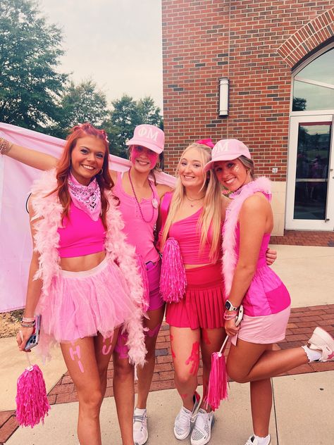 pink out sorority theme Pink Out Theme Football, Camp Sorority Theme, Pink Out Theme, Fnl Themes, Event Fits, Taylor Concert, Sorority Themes, Pink Run, Spirit Week Outfits