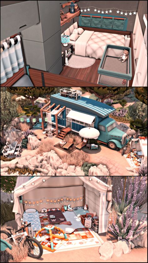 Sims 4 Glamping, Sims 4 Camper House, Sims 4 Camper Van, Sims 4 Rv House, Sims 4 Camper, Sims 4 Van Life, Sims 4 Cc Tiny House Furniture, Sims 4 Camping Cc, Sims 4 Off The Grid Cc