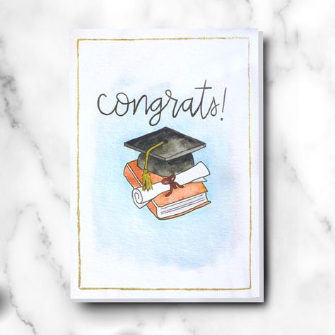 Graduation Watercolor Painting, Graduation Cards Handmade Watercolor, Watercolor Graduation Cards, Graduation Watercolor, Watercolor Graduation, Graduation Cards Handmade, Watercolour Cards, Creative Birthday Cards, Watercolor Patterns