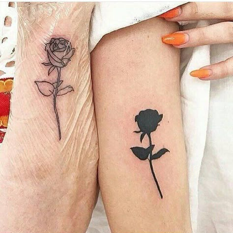 Matching Friendship Tattoos, Small Black Tattoos, Couple Tattoos Unique Meaningful, Tattoos Infinity, Couple Tattoos Unique, Small Rose Tattoo, Black Rose Tattoos, Matching Couple Tattoos, Disney Tattoo