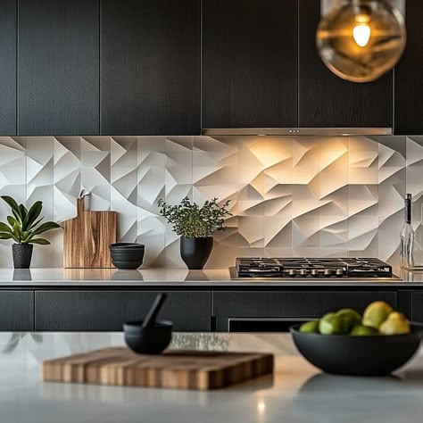 7+ Modern White Backsplash Ideas for a Sleek Kitchen • 333+ Inspiring Lifestyle Ideas White 3d Tile Kitchen Backsplash, Glass Backsplash With White Cabinets Modern, Interesting White Backsplash, Modern White Backsplash, White Geometric Backsplash Kitchen, White Backsplash Ideas, White Glossy Kitchen, White Glass Backsplash, Black And White Tiles Kitchen Allmodern