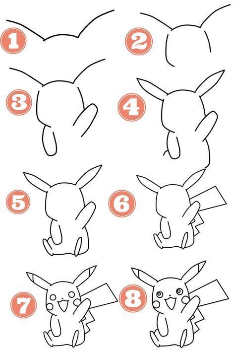 Pikachu Drawing Easy, Chibi Pikachu, Draw Pikachu, How To Draw Pokemon, Trin For Trin Tegning, How To Draw Chibi, Easy Pencil Drawings, Draw Pokemon, Draw Chibi